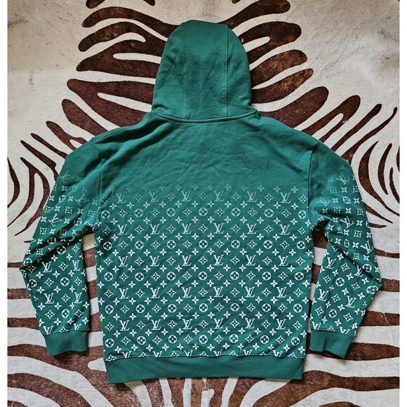 Louis Vuitton Green & White Monogram Gradient Hoodie Sz L - Picture 2 of 7